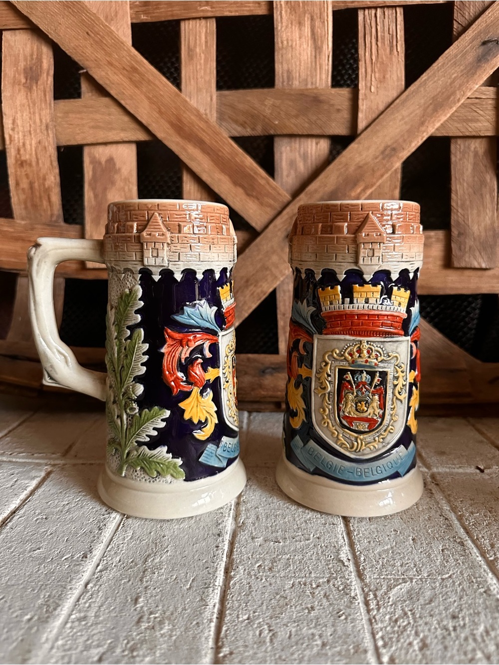 Two heavy Belgium Beer steins World Market